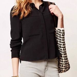 Anthropologie Maeve Black Button Down Top Size 4